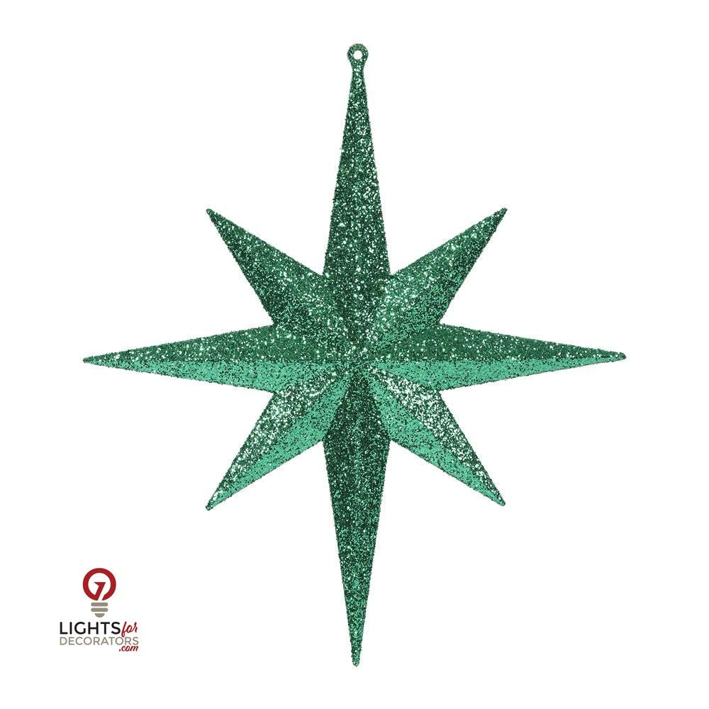 12" Glitter Bethlehem Star Ornament - Green - Set of 2 Green — view 1