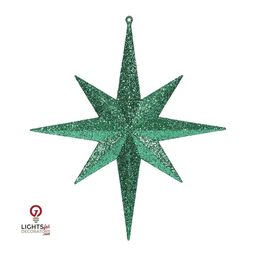 12" Glitter Bethlehem Star Ornament - Green - Set of 2 Green