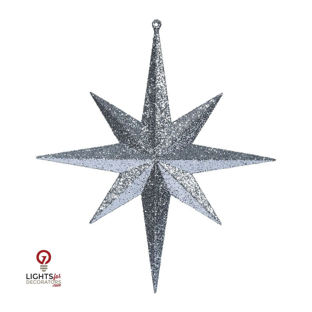 12" Glitter Bethlehem Star Ornament - Pewter - Set of 2 Pewter — view 1