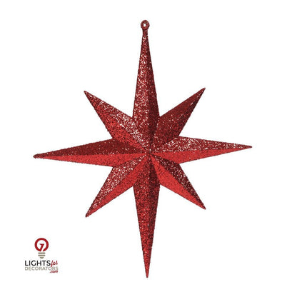 12" Glitter Bethlehem Star Ornament - Red - Set of 2 Red — view 1