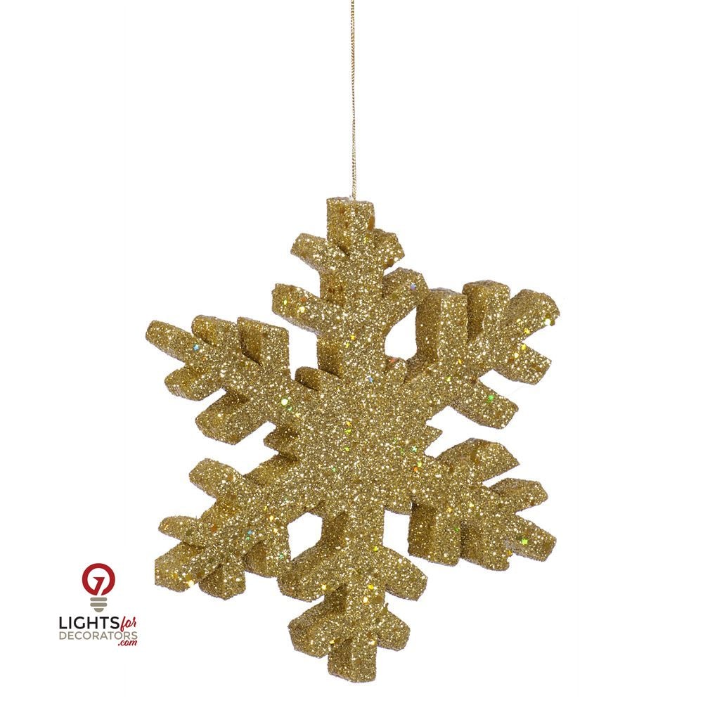 14" Outdoor Glitter Snowflake Ornament - Gold Gold- 18" — view 1