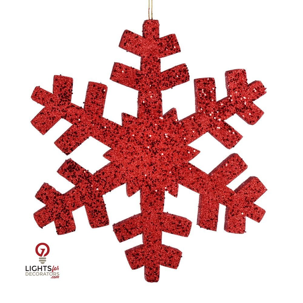 14" Outdoor Glitter Snowflake Ornament - Red Red- 18" — view 1