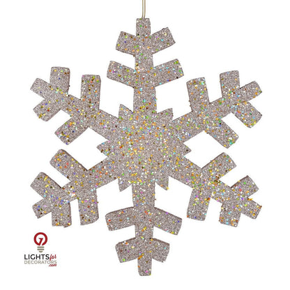 14" Outdoor Glitter Snowflake Ornament - Champagne Champagne- 18" — view 1
