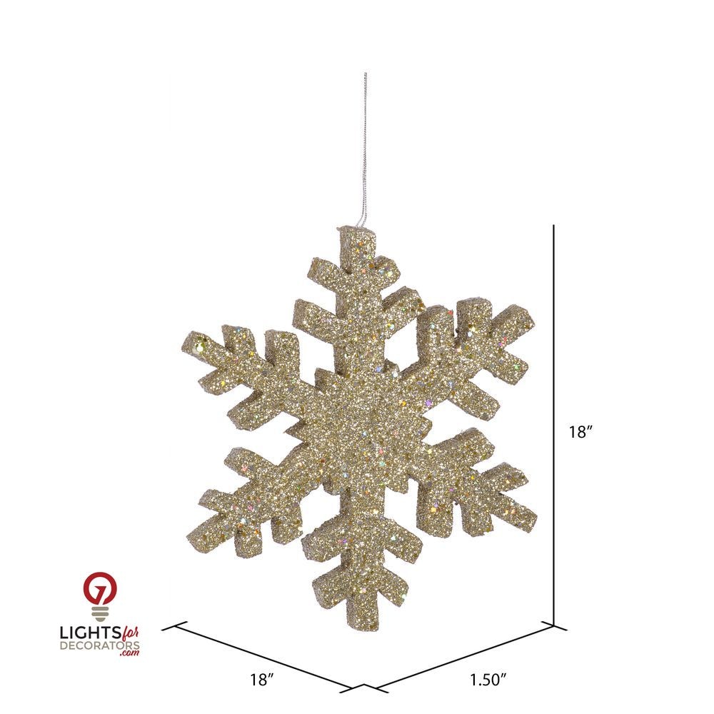 14" Outdoor Glitter Snowflake Ornament - Champagne Champagne- 18" — view 2