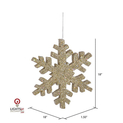 14" Outdoor Glitter Snowflake Ornament - Champagne Champagne- 18" — view 2