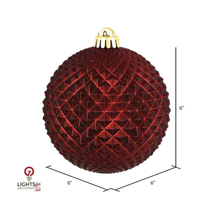 2.75" Durian Glitter Ball Ornament - Burgundy - Set of 12 Burgundy — view 2