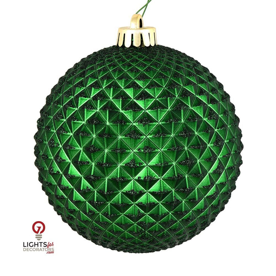 2.75" Durian Glitter Ball Ornament - Emerald - Set of 12