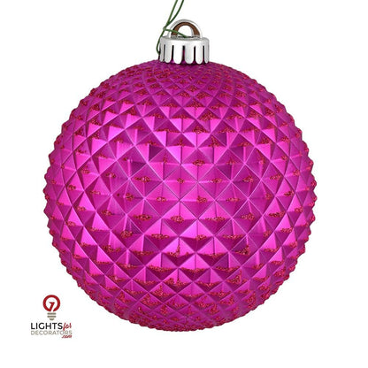 2.75" Durian Glitter Ball Ornament - Fuchsia - Set of 12 Fuchsia — view 1