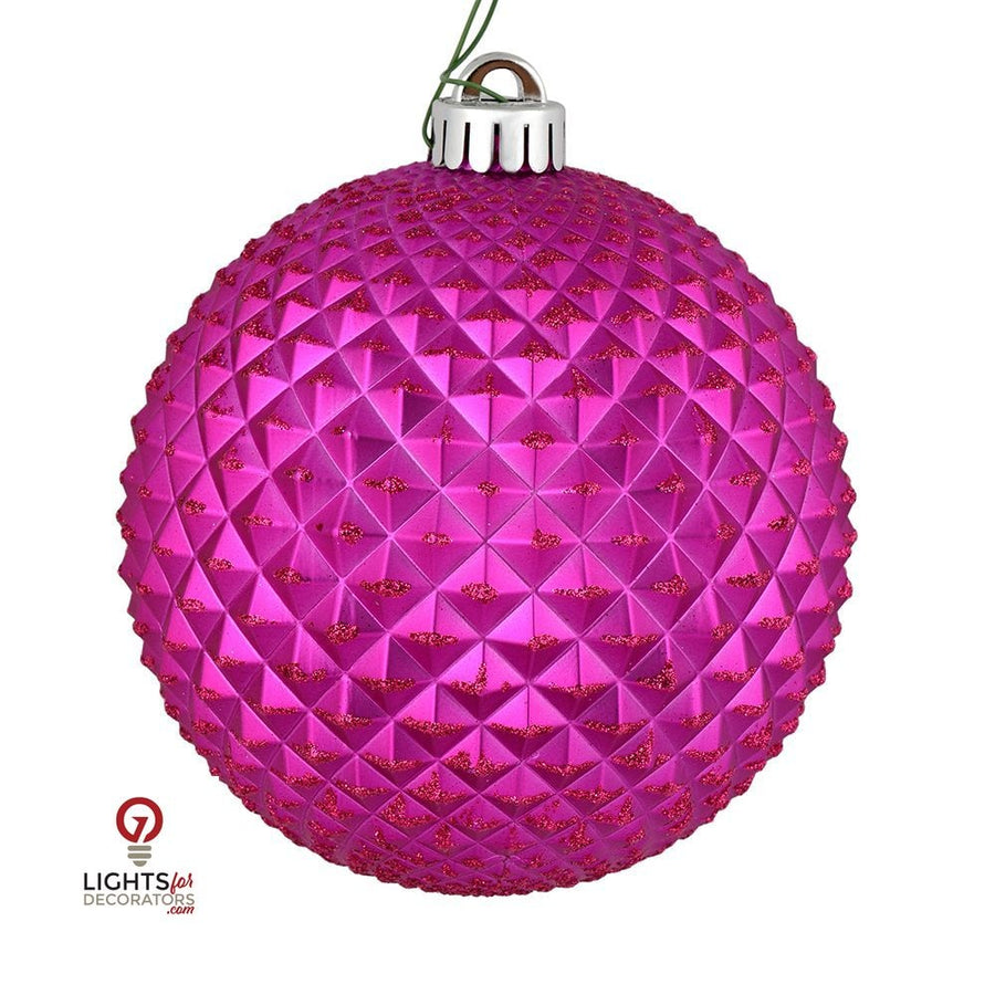 2.75" Durian Glitter Ball Ornament - Fuchsia - Set of 12
