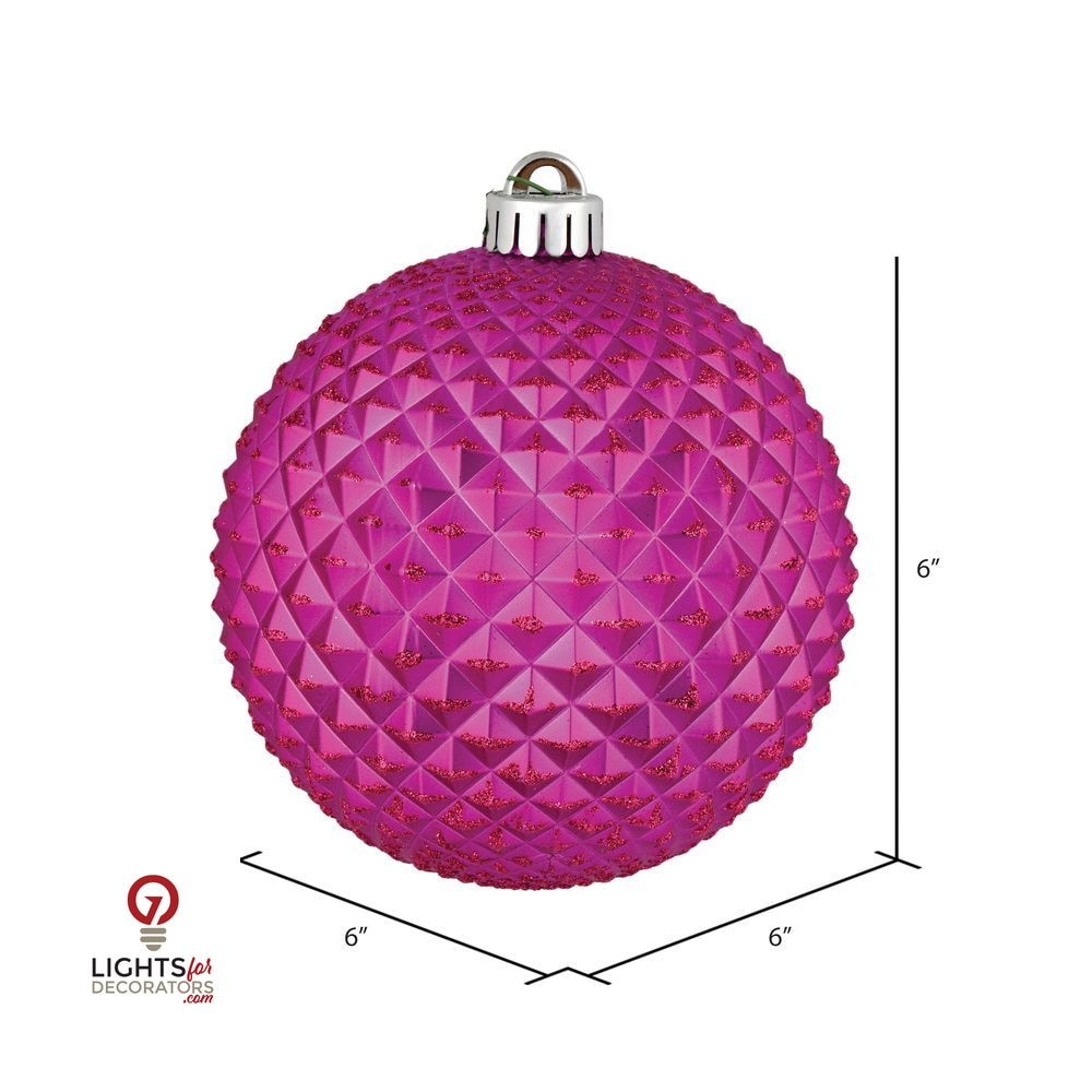 2.75" Durian Glitter Ball Ornament - Fuchsia - Set of 12 Fuchsia — view 2