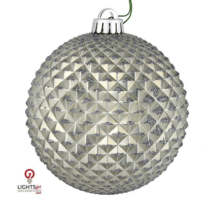 2.75" Durian Glitter Ball Ornament - Pewter - Set of 12 Pewter — view 1