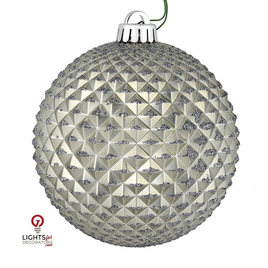 2.75" Durian Glitter Ball Ornament - Pewter - Set of 12