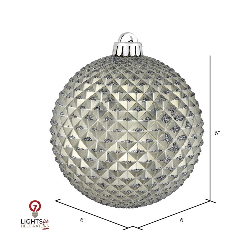 2.75" Durian Glitter Ball Ornament - Pewter - Set of 12 Pewter — view 2