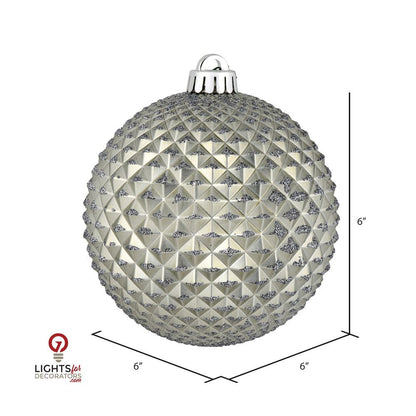 2.75" Durian Glitter Ball Ornament - Pewter - Set of 12 Pewter — view 2