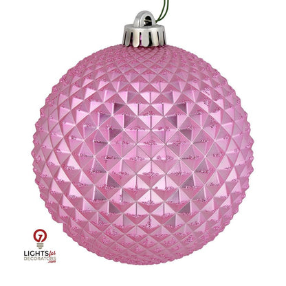 2.75" Durian Glitter Ball Ornament - Pink - Set of 12 Pink — view 1