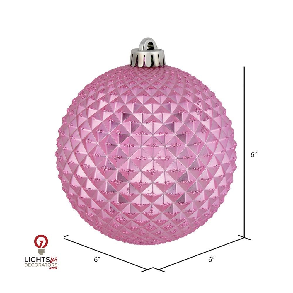 2.75" Durian Glitter Ball Ornament - Pink - Set of 12 Pink — view 2