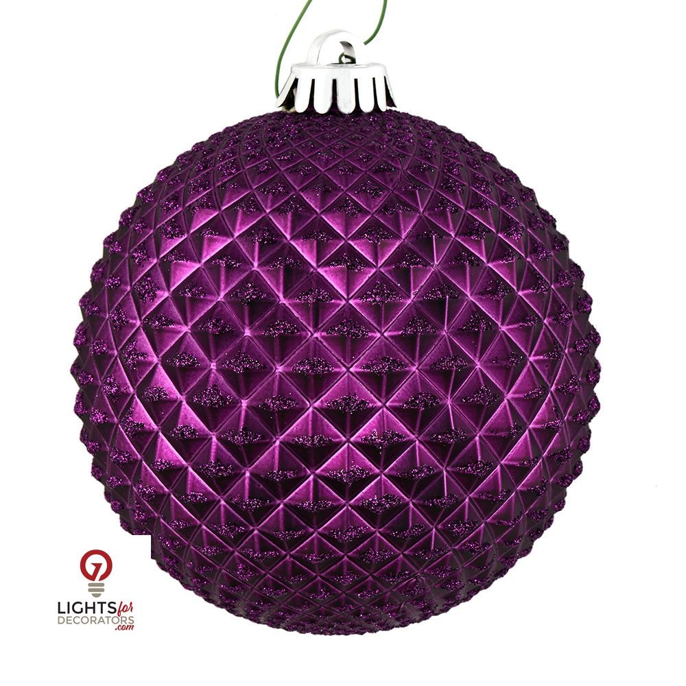 2.75" Durian Glitter Ball Ornament - Plum - Set of 12 Plum — view 1
