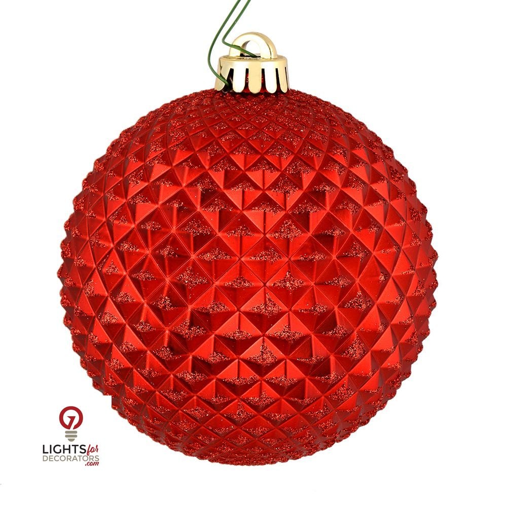 2.75" Durian Glitter Ball Ornament - Red - Set of 12 Red — view 1