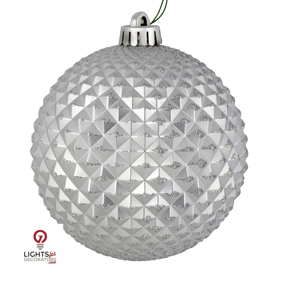 2.75" Durian Glitter Ball Ornament - Silver - Set of 12 Silver — view 1