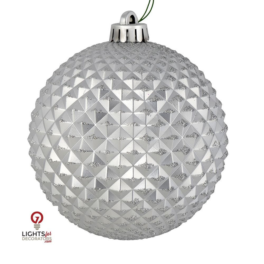 2.75" Durian Glitter Ball Ornament - Silver - Set of 12
