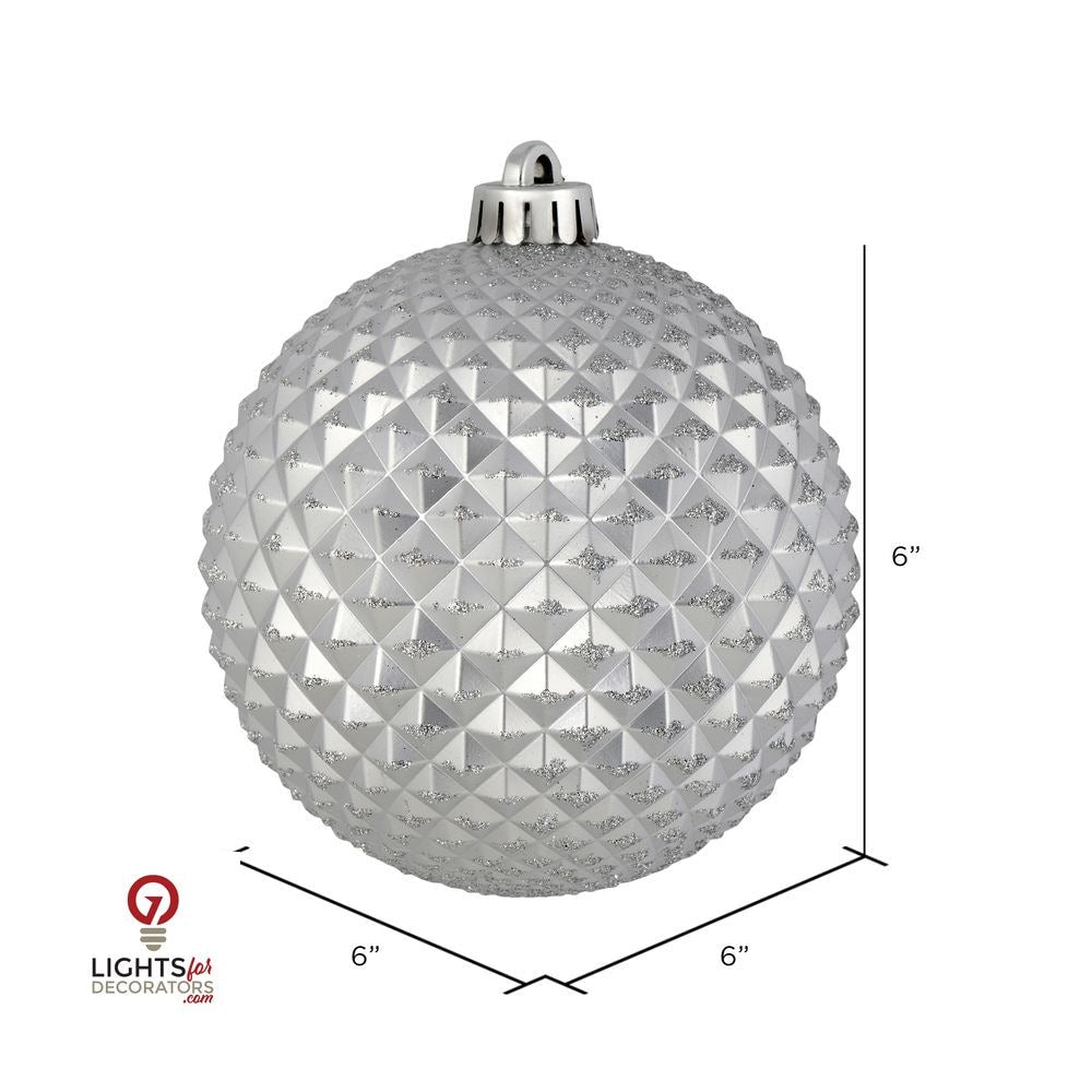 2.75" Durian Glitter Ball Ornament - Silver - Set of 12 Silver — view 2