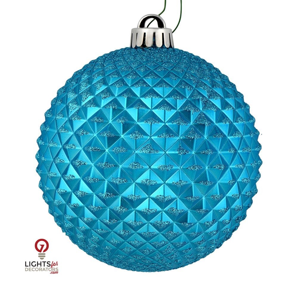 2.75" Durian Glitter Ball Ornament - Turquoise - Set of 12 Turquoise — view 1