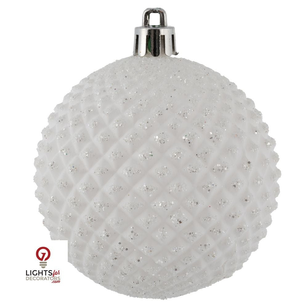 2.75" Durian Glitter Ball Ornament - White - Set of 12 White — view 1