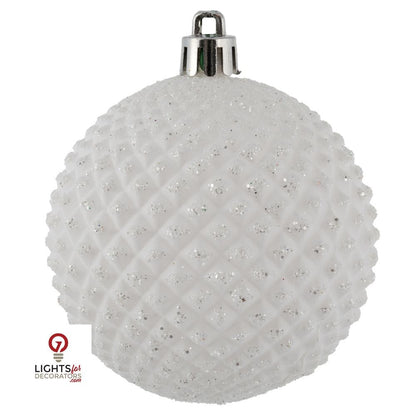 2.75" Durian Glitter Ball Ornament - White - Set of 12 White — view 1