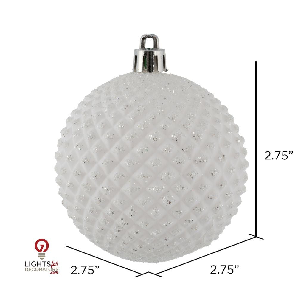 2.75" Durian Glitter Ball Ornament - White - Set of 12 White — view 2