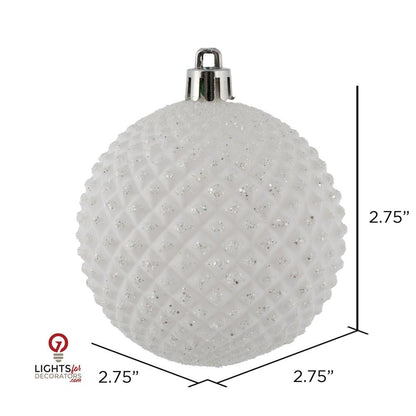 2.75" Durian Glitter Ball Ornament - White - Set of 12 White — view 2