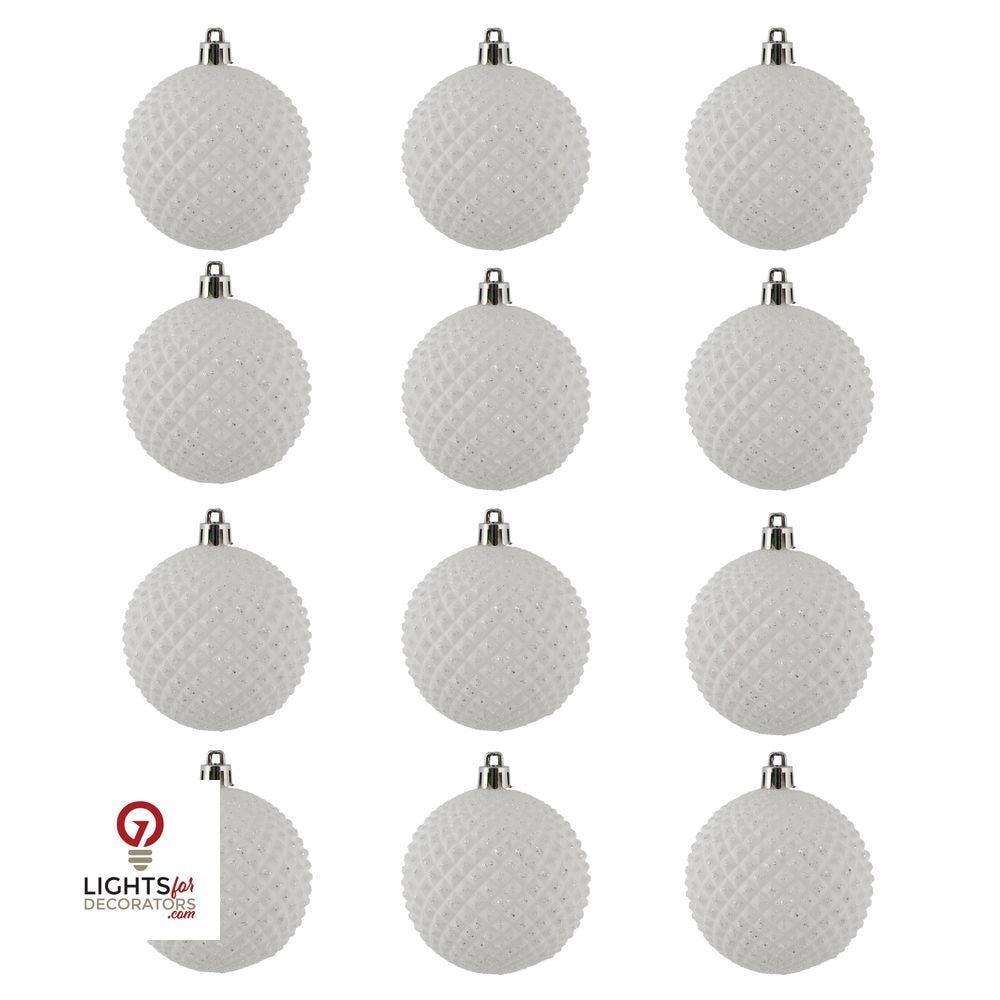2.75" Durian Glitter Ball Ornament - White - Set of 12 White — view 3
