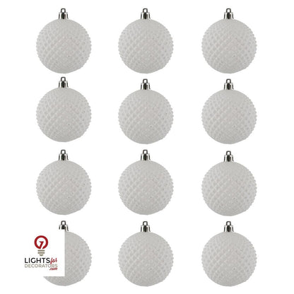 2.75" Durian Glitter Ball Ornament - White - Set of 12 White — view 3