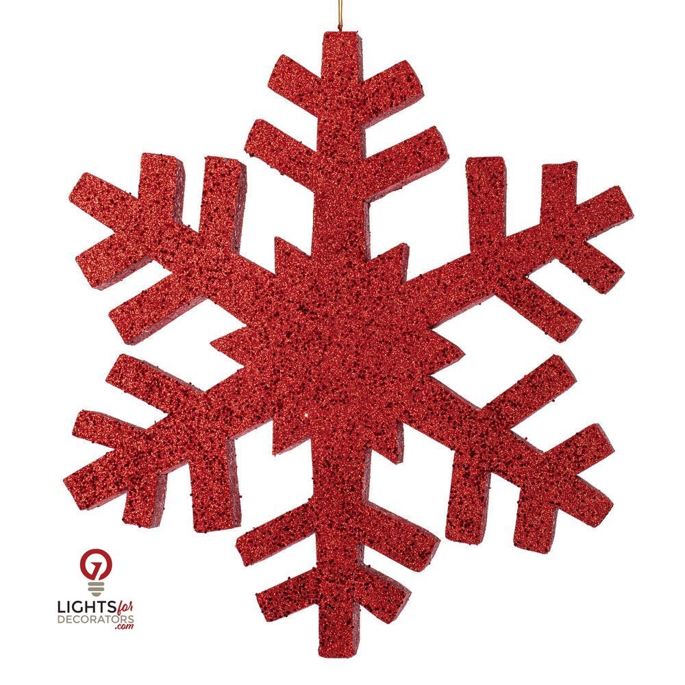 24" Outdoor Glitter Snowflake Ornament - Red Red- 24" — view 1