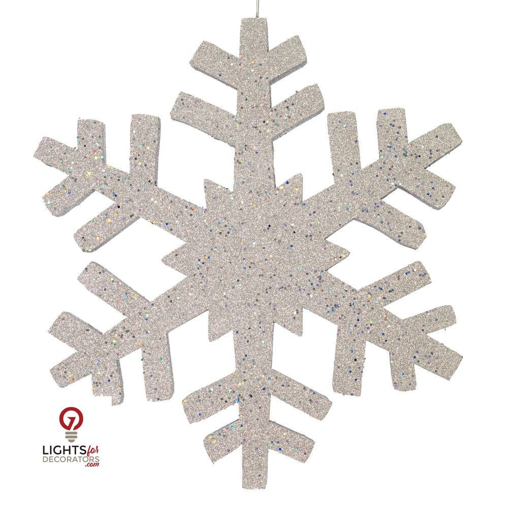 24" Outdoor Glitter Snowflake Ornament - Silver Silver- 24" — view 1