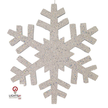 24" Outdoor Glitter Snowflake Ornament - Silver Silver- 24" — view 1
