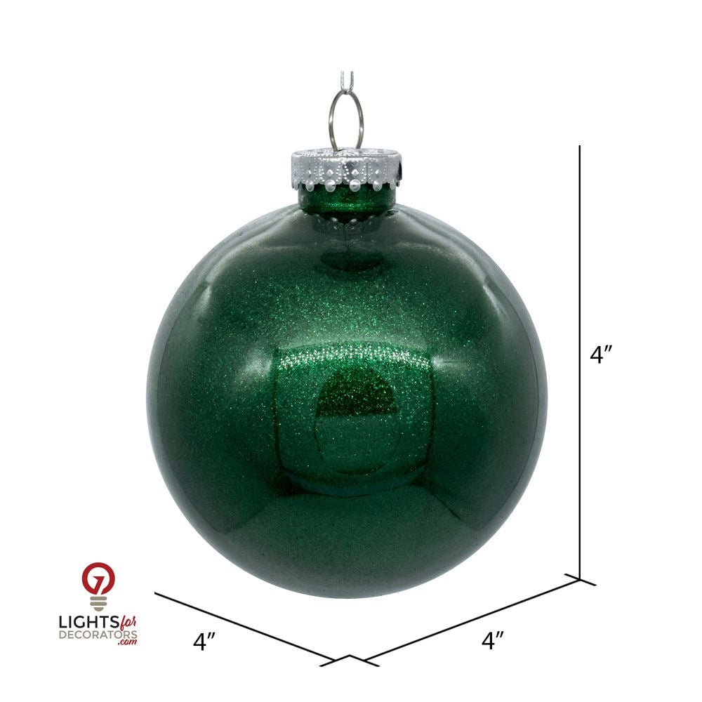 3" Glitter Clear Ball Ornament - Emerald - Set of 12 Emerald — view 2