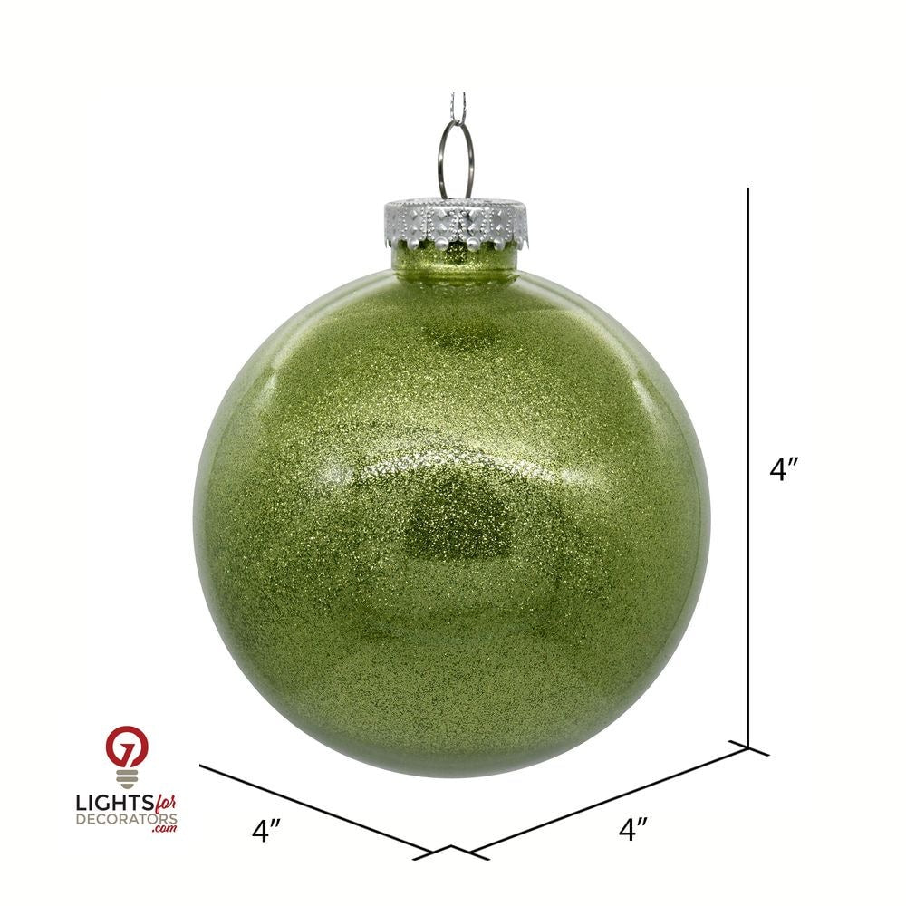 3" Glitter Clear Ball Ornament - Celadon - Set of 12 Celadon — view 2