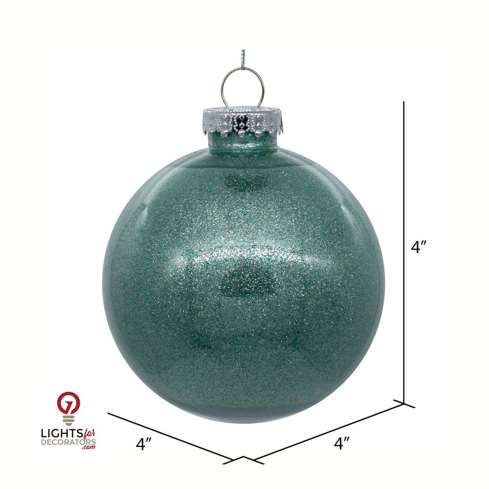 3" Glitter Clear Ball Ornament - Frosty Mint - Set of 12 Frosty Mint — view 2