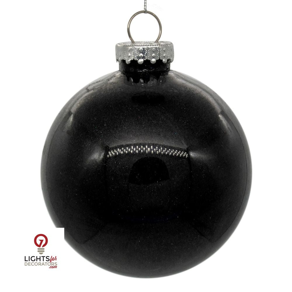 3" Glitter Clear Ball Ornament - Black - Set of 12 Black — view 1