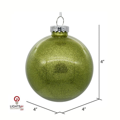 3" Glitter Clear Ball Ornament - Lime - Set of 12 Lime — view 2