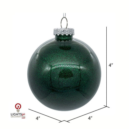 3" Glitter Clear Ball Ornament - Midnight Green - Set of 12 Midnight Green — view 2