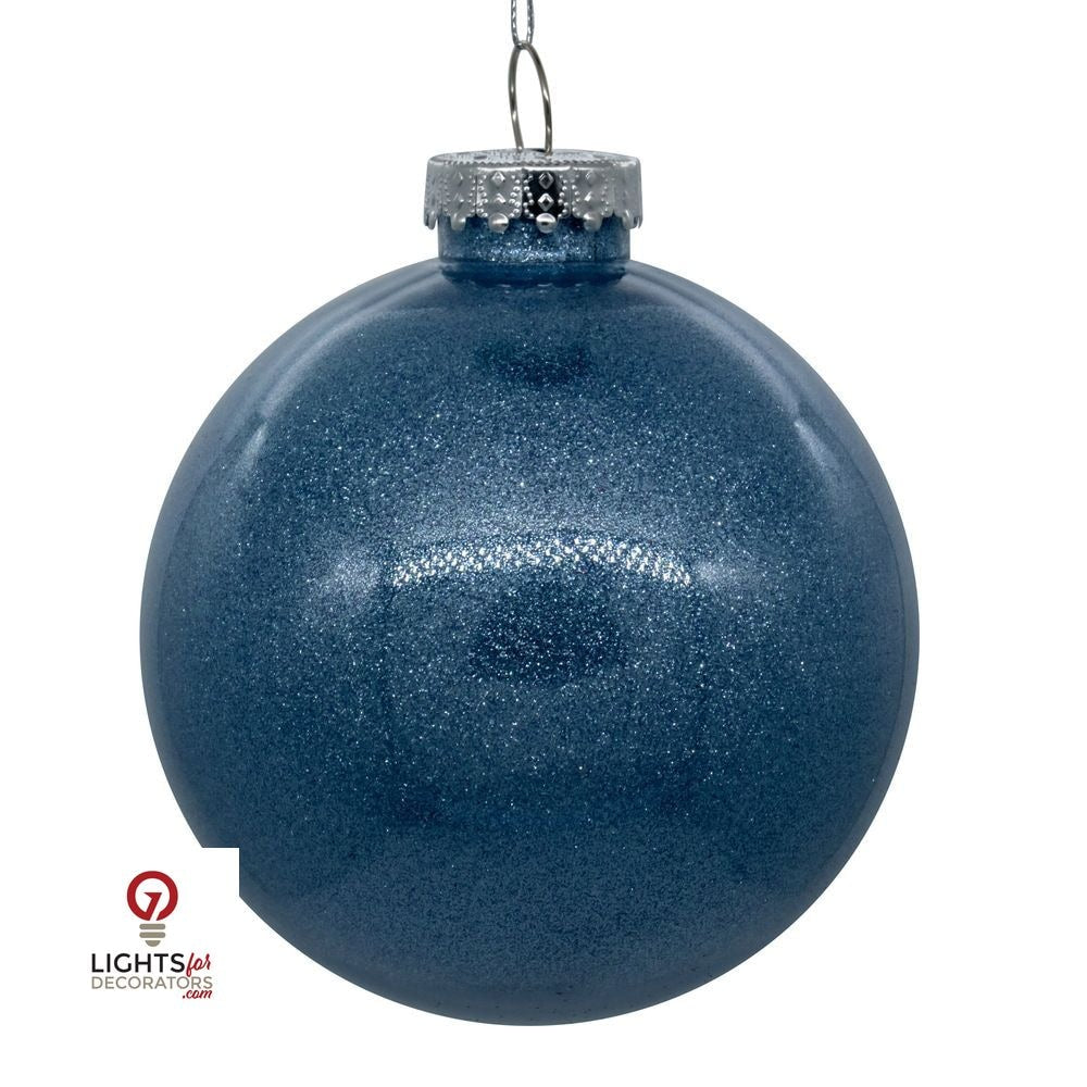 3" Glitter Clear Ball Ornament - Pewter - Set of 12 Pewter — view 1