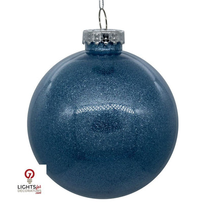 3" Glitter Clear Ball Ornament - Pewter - Set of 12 Pewter — view 1