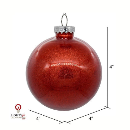 3" Glitter Clear Ball Ornament - Red - Set of 12 Red — view 2