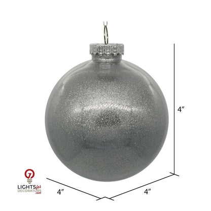 3" Glitter Clear Ball Ornament - Silver - Set of 12 Silver — view 2