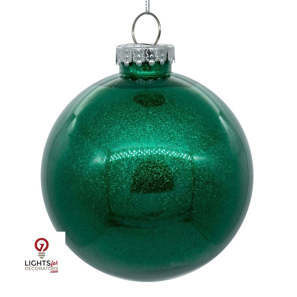 3" Glitter Clear Ball Ornament - Seafoam - Set of 12 Seafoam — view 1