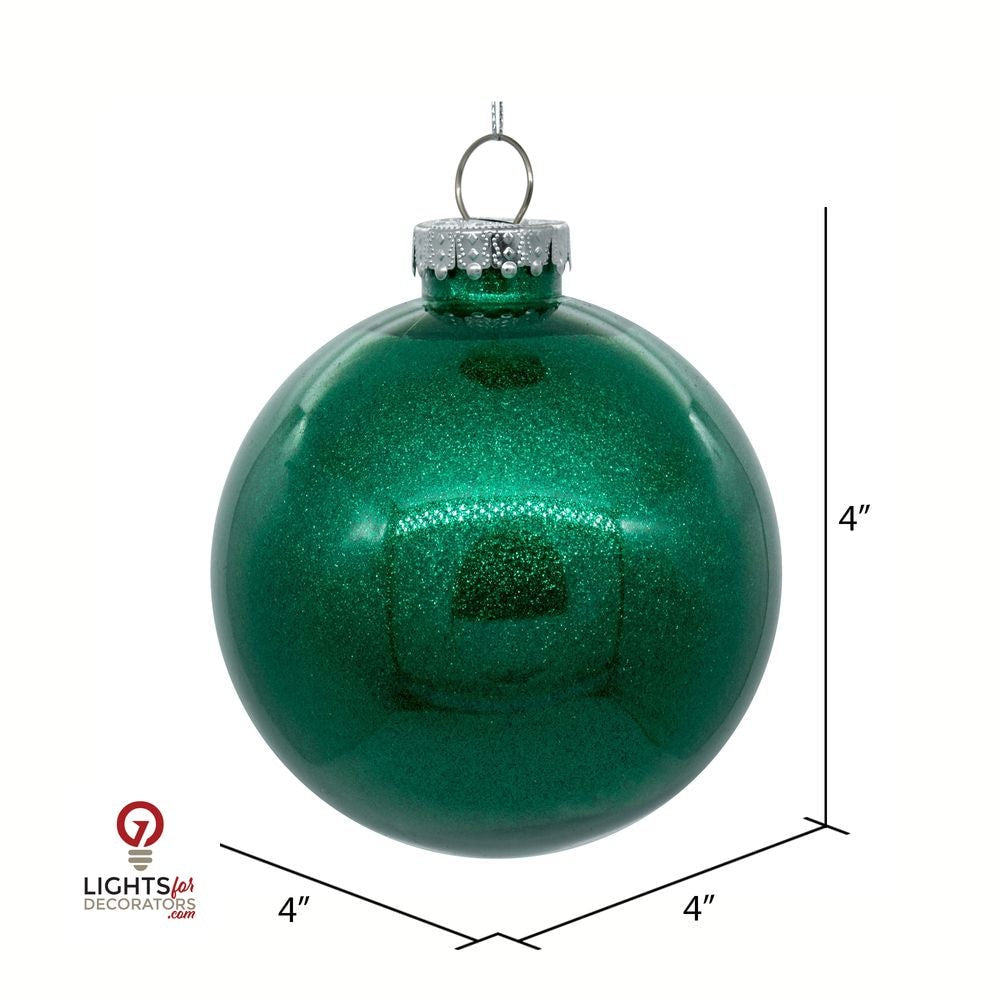 3" Glitter Clear Ball Ornament - Seafoam - Set of 12 Seafoam — view 2