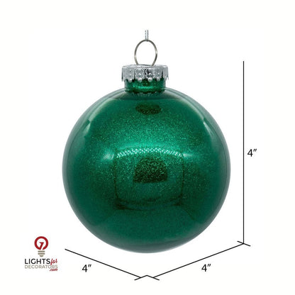 3" Glitter Clear Ball Ornament - Seafoam - Set of 12 Seafoam — view 2