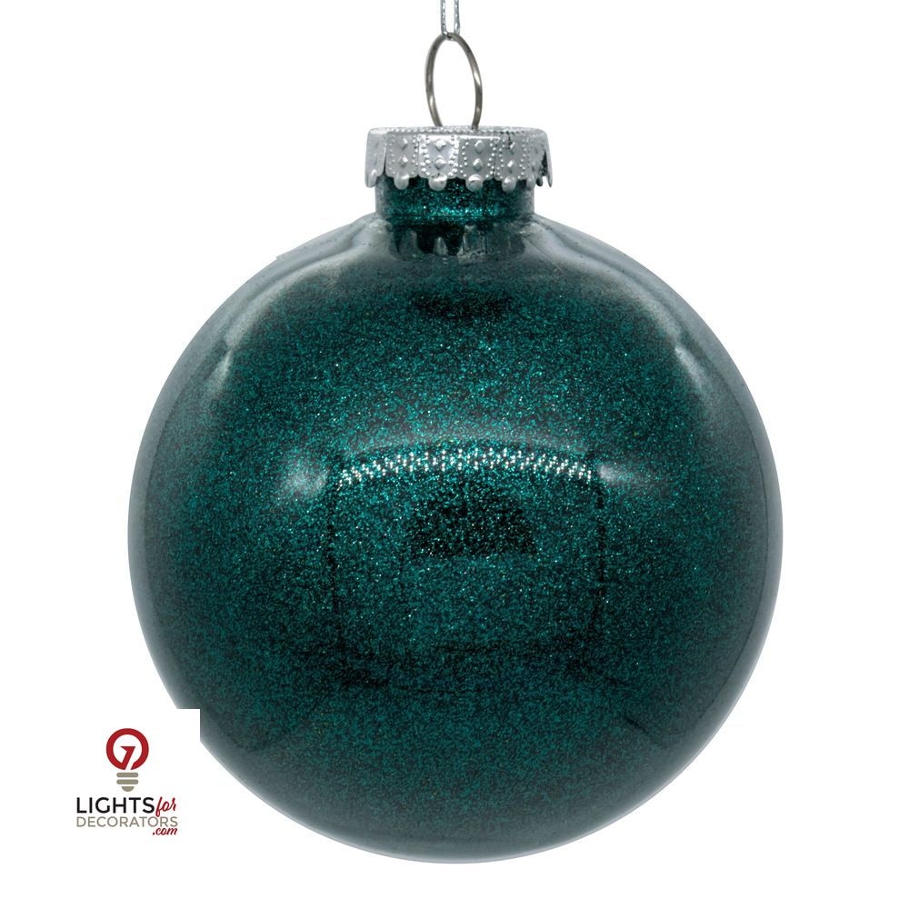 3" Glitter Clear Ball Ornament - Sea Blue - Set of 12 Sea Blue — view 1