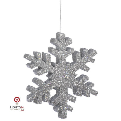 30" Outdoor Glitter Snowflake Ornament - Silver Silver- 30" — view 1